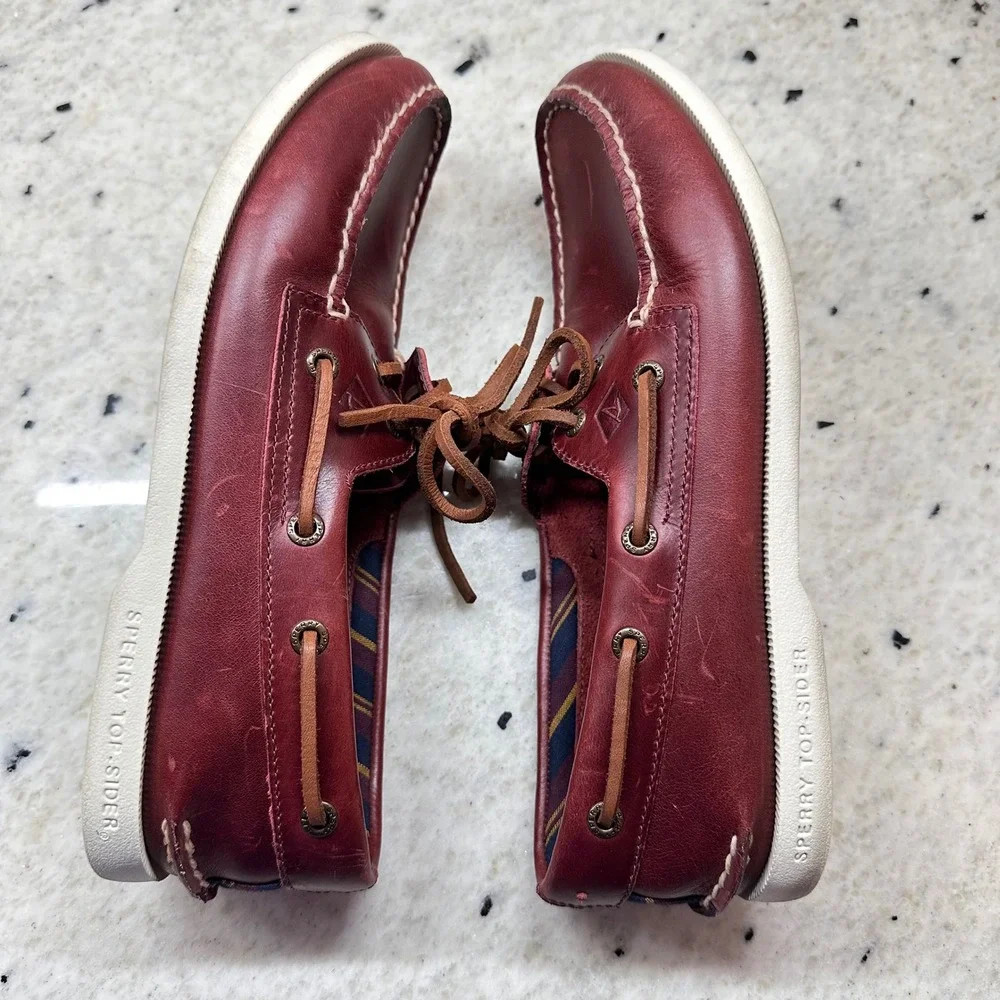 Sperry Boat Shoes Men Oxblood Leather Plushwave Authentic Original Ivy League 8M